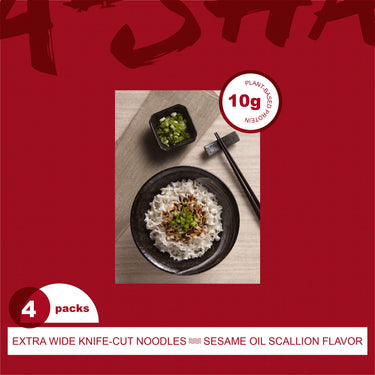A-SHA Healthy Ramen Noodles, Extra-Wide Knife Cut Style Noodles with Sesame Paste Sauce, Vegetarian Noodles, Flat, Extra-Wide Noodles, 1 Bag, 4 Servings